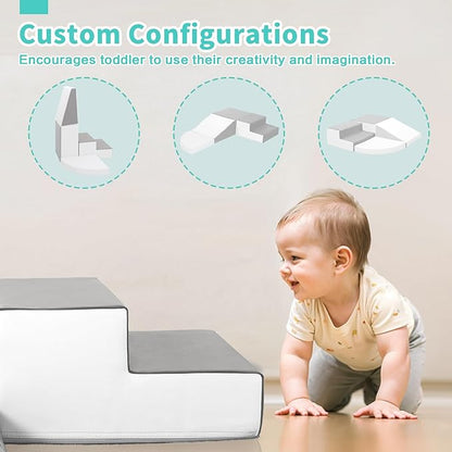 Foam Blocks Climbing for Kids: Toddler Toys for Indoor and Outdoor Fun - Soft PU Leather Play Structure for Crawling and Sliding - Ideal for Playhouse and Play Gym Activities