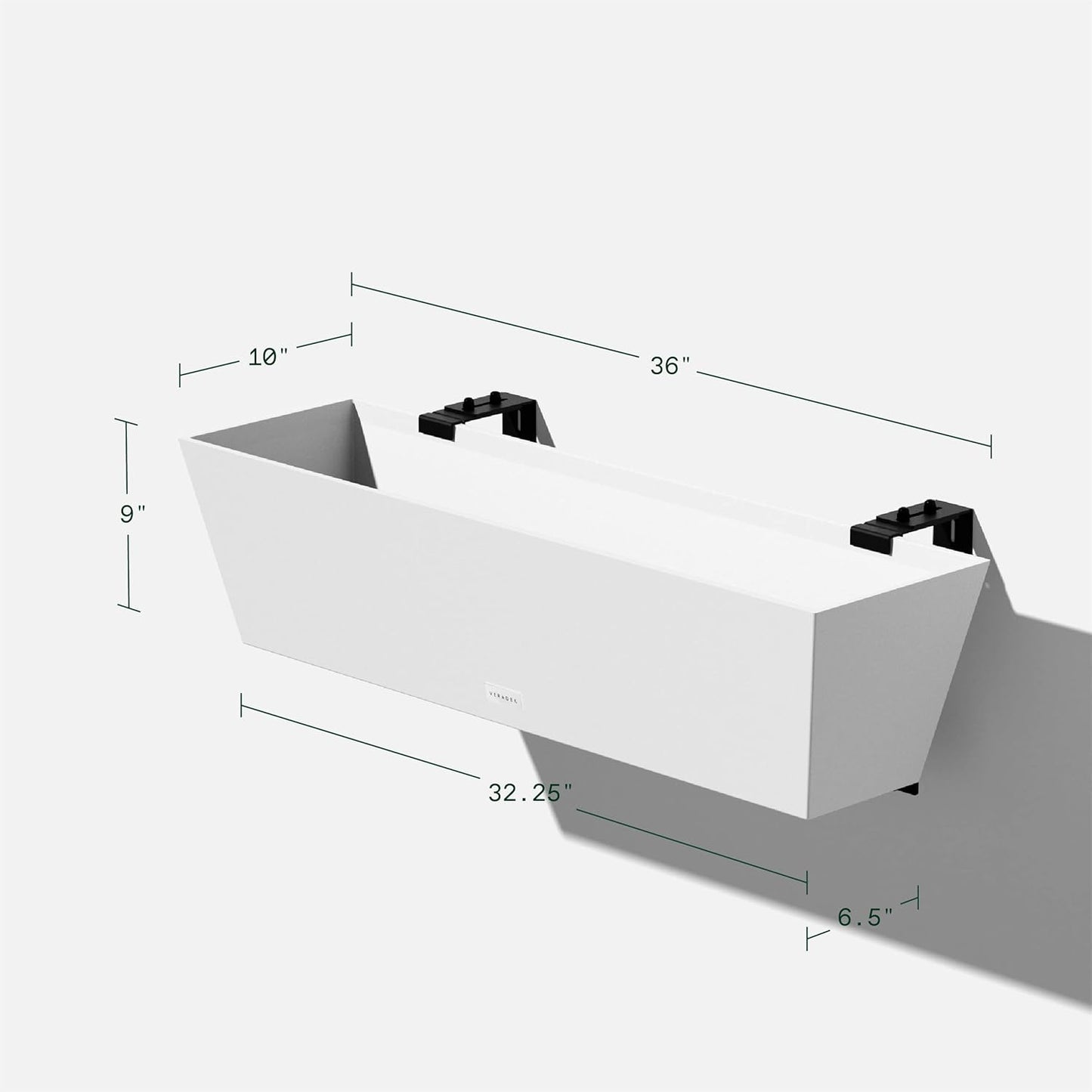 Veradek Pure Series Railing Planter - Plastic Hanging Planter for Outdoor Balcony/Fence | Durable All-Weather Use with Adjustable Brackets | Modern Décor for Flowers, Succulents, Hanging Plants