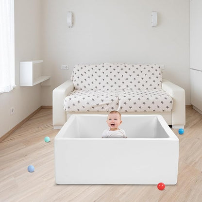 Foam Ball Pit for Toddlers Kids Square Soft Ball Pool Ideal Gift Play Toy for Children Kiddie Pools - White