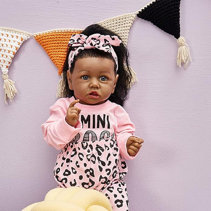 HOOMAI Lifelike Reborn Baby Dolls with Soft Body African American Realistic Girl Doll 22.8 Inch Best Birthday Gift Set