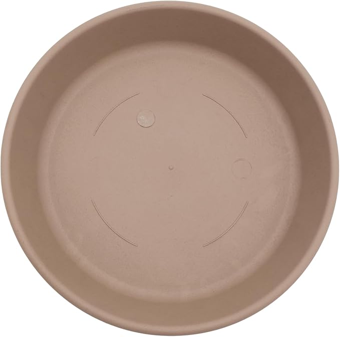 The HC Companies 12 Inch Round Plastic Classic Plant Saucer - Indoor Outdoor Plant Trays for Pots - 12.5"x12.5"x2.13" Sandstone