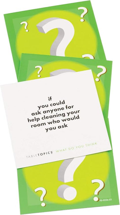 TableTopics What Do You Think To Go - 40 Conversation Starter Cards for Kids to Share Their Thoughts, Fun Question Card Game for Quality Family Dinner Time or Game Night, Take Anywhere