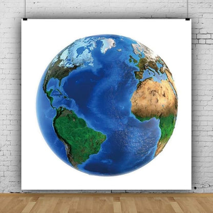 AOFOTO Blue Earth Seen Round Backdrop Space View Earth Photography Background Cover Earth Day Banner Earth Day Photo Backdrop Kids Astronaut Party Baby Shower Boys Girls Photo Booth Prop 6.5x6.5ft