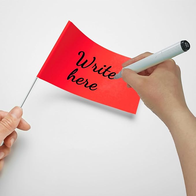 Zozen 50Pack Red Marking Flags, Writable/15x4x5 Inch, Yard Flags for Lawn & Irrigation & Landscape & Sprinkler & Survey & Dog Training.