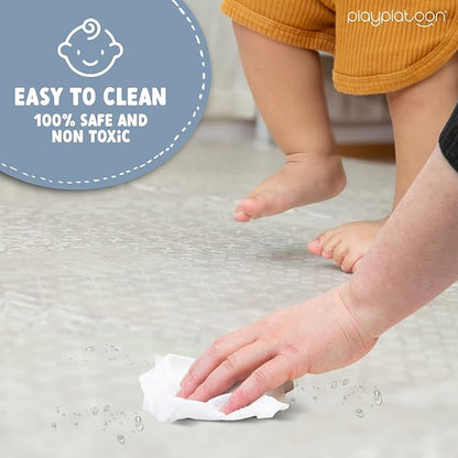 Play Platoon Non-Toxic Extra-Thick Children's Play Mat, 16 Tile - 96 x 96 inch Comfortable Cushiony Foam Floor Puzzle Mat for Kids & Toddlers with 24 x 24 inch 5/8 in Thick Tiles - Khaki, Boho Modern