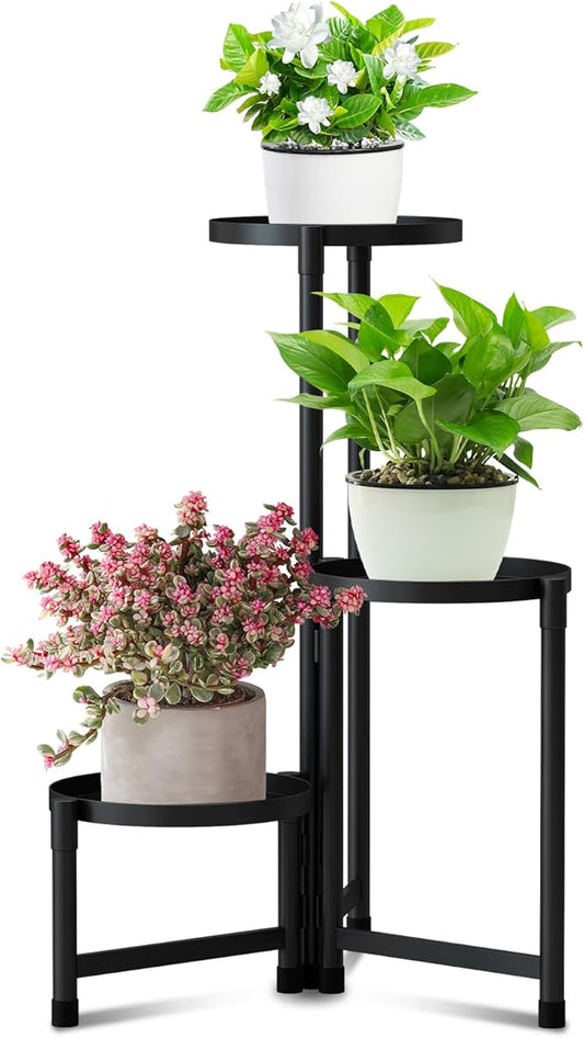 Tall Plant Stand Indoor Outdoor, Corner Metal Flower Pot Stands for Multiple Plants,3 Tier Heavy Duty Plant Shelf for Patio Garden Balcony Living Room Bedroom (3 tier 01)