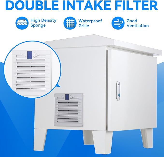 Pond Aerator Weatherproof Outdoor Cabinet,20.8”×16.9”×20.8” with Cooling Fan,pre-wired outlet