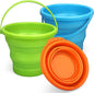 Collapsible Bucket Sandbox Kit Toys for Kids, Foldable Bucket Multi Purpose Sand Pail for Garden Planting Washing Camping Fishing, Beach Essential Travel Toys Summer Activity Fun