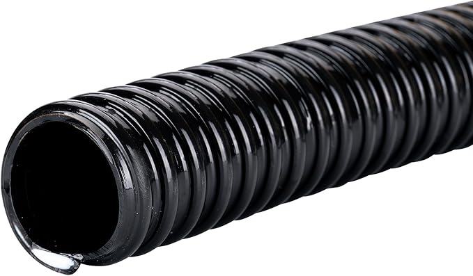 Pond Hose ID 3/4” × 25ft Black Corrugated Flexible Reinforced PVC Hose Vinyl Tubing for Pond Pump Fountain Garden Waterfall, Non-toxic & Kinkproof, with 2 clamps