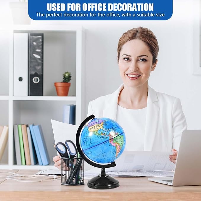 Rotating World Globe 6 Inch Spinning Earth Globe with Stand for Kids Learning Geography Classroom Education or Office Home Decorations