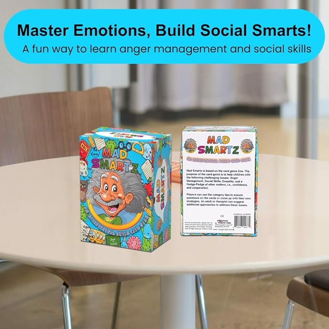 Thought-Spot Mad Smartz Social Skills Anger Management Card Game Teaches Interpersonal Skills Emotional Regulation Autism ADHD Learning Tool Educational Therapy Game Counseling Kids Teens CBT Tool