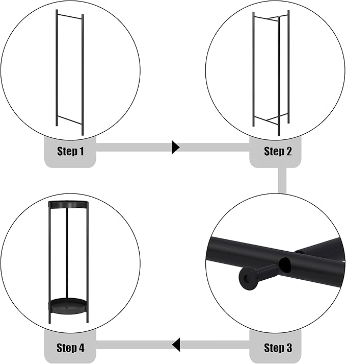 2 Tier Metal Flower Plants Holder, with 2 Removable Display for Indoor or Outdoor,Pot Plant Planter Display (Black 2P)