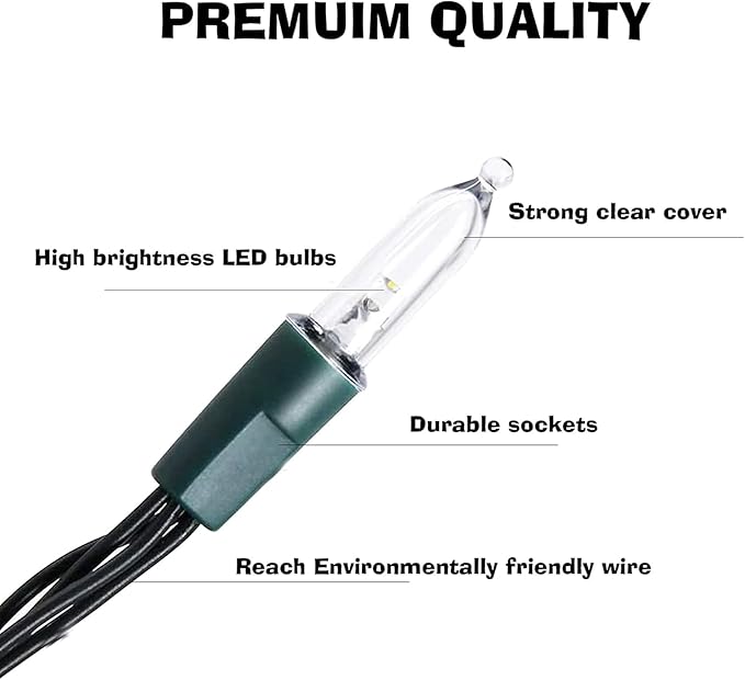 Dazzle Bright Battery Operated Christmas Lights, 2 Pack Total 32FT 100LED Clear Mini String Lights Waterproof with 8 Modes for Xmas Indoor Outdoor Yard Holiday Wedding Decorations (Red and Green)