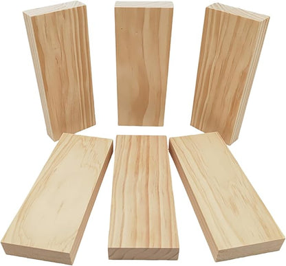 6PCS Rectangle Wood Boards Unfinished Wood Blocks for Crafting, 8x3x1in Blank Whittling Wooden Blocks for Wood Carving,Painting & Burning
