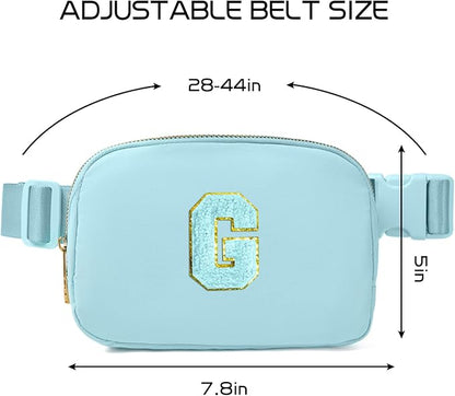 Gitus Gifts for 8 9 10 11 12 Year Old Girls Belt Bag Fanny Pack Crossbody Bags with Initial Letter Patch Cute Stuff Birthday Gifts for Teen Girls Women Personalized Trend Stuff (Icing Blue-G)