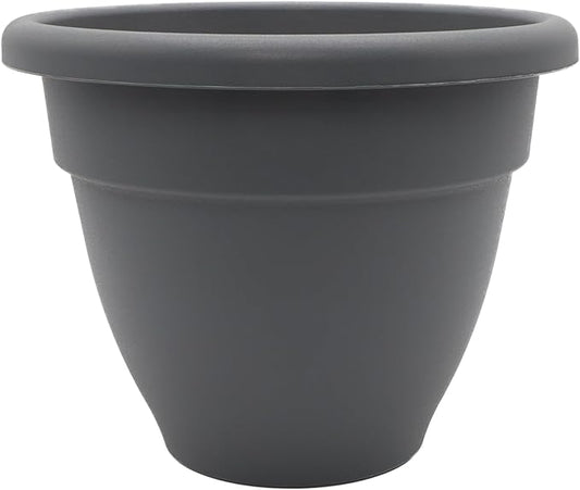 The HC Companies 6 Inch Caribbean Planter - Lightweight Indoor Outdoor Plastic Plant Pot for Herbs and Flowers, Warm Gray
