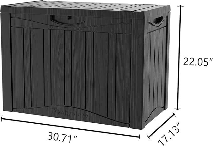 45 Gallon Waterproof Deck Storage Box - All-Weather Outside Storage Box with Lock, Outdoor Box Storage for Patio/Pool Accessories, UV-Resistant Resin, Matte Black