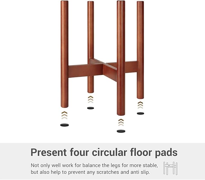 Mkono Plant Stand Mid Century Wood Flower Pot Holder (Plant Pot NOT Included) Modern Potted Stand Indoor Display Rack Rustic Decor, Up to 10 Inch Planter, Brown