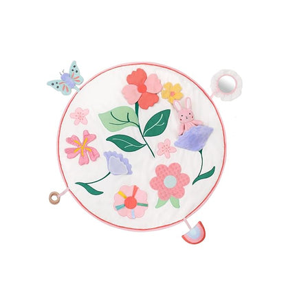 The Peanutshell Tummy Time Mat Girl and Bunny Baby Lovey- Baby Floor Play Mats - Newborn, Infant - Padded Activity Playmat for Babies, Tummy Time Pillow - Pink Floral Nursery Decor Rug