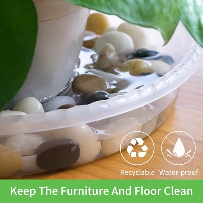 MUDEELA 6 Pack of 14 inch Plant Saucer, Durable Plastic Plant Trays for Indoors, Clear Plastic Flower Plant Pot Saucer, Made of Thicker, Stronger Plastic, with Taller Design(14" - 6 Pack)