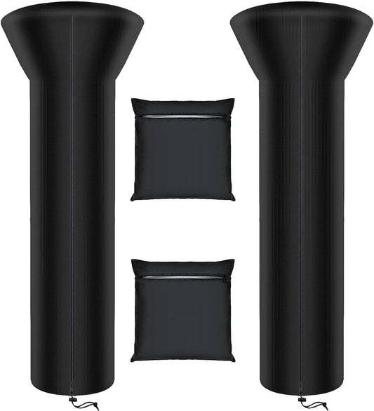Siruiton Patio Heater Covers with Zipper & Air Vent, Waterproof, Dustproof, Wind & Snow-Resistant, 420D UV-Resistant, Black, 2 Pack (89" Height x 33" Dome x 19" Base)
