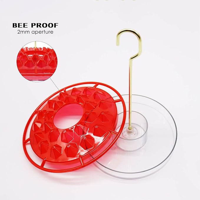 Hummingbird Feeders for Outdoors Hanging - 25 Feeding Ports 10 oz Plastic Hummingbird Feeder, Bee-Proof Leak-Proof No Drip, Easy to Clean with Cleaning Brushes