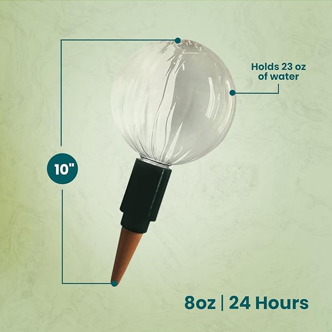 Blumat Glass Plant Watering Globes - Consistent Hydration Devices for Plants - Self-Watering System for Indoor and Outdoor Use - Automatic Plant Care Solution for Vacations