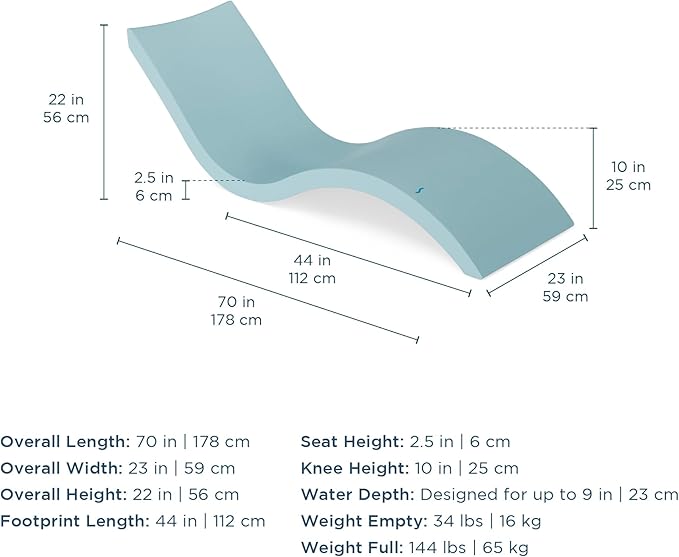 Ledge Lounger - Signature Chaise - Inside Pool & Sun Shelf Lounge Chair - Designed for Shallow Shelves Up to 9” - Compatible with All Pool Types - Poolside & Sun Deck Tanning - Set of 2 - Sandstone