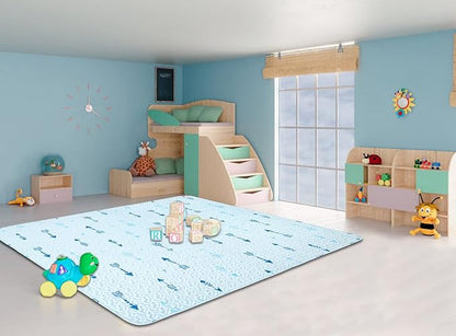 Baby Floor Play Mat Foldable Crawling Mat, 50x50 Play Mat for Playpen, Washable Non Slip One-Piece Playmats Portable, Cushioned Baby Tummy Time Mats for Infants and Toddlers (Arrow)