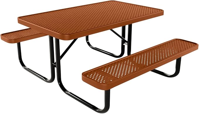 Heavy-Duty Portable Outdoor Kids Table, Punched Steel Kids Picnic Table, Commercial-Grade Picnic Table, Made in America (4ft Rectangular, Childrens, Textured Copper)