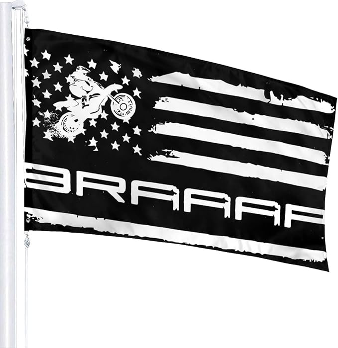 Braaap Motocross Dirt Bike American Flag 3x5 Ft Indoor/Outdoor Yard Garden Lawn Holiday Decoration Banner Sign