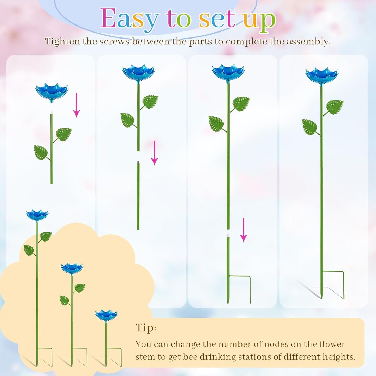 Bee Watering Station for Garden, 4 Pack Bee Drinking Station with Umbrella Design, Metal Butterfly Feeder Bee Baths for Outdoor Garden Yard Decor (Red,Green,Blue,Yellow)