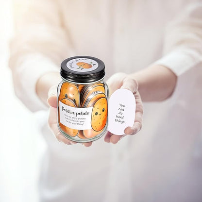 60 PCS Positive Potato Cards Jar, Emotional Support Jar, Potato Affirmation Cards, Inspirational Gifts for Women, Cheer Up Gifts, Unique Positive Gift for Women, Teen Girl