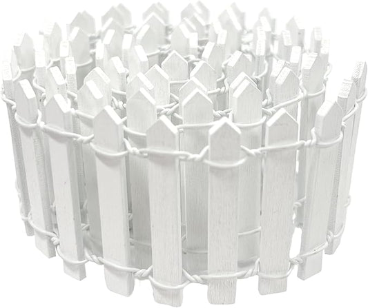 35 Inches Mini Fairy Garden Fence DIY Small Wood Decorative Picket Fence Micro Landscape Miniature Ornaments for Dollhouse, Crafts, Diorama Project, Plant Pot, White