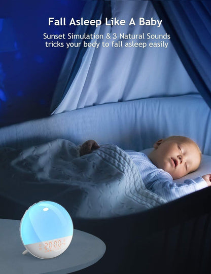 Dekala Smart Sunrise Alarm Clock for Kids, Wake Up Light for Bedrooms, Teens Heavy Sleepers,Sleep Aid with FM Radio, Sunrise/Sunset Simulation, 4 Alarm Clock, 7 Natural Sounds, APP Remote Control