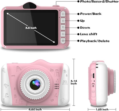 Kids Digital Camera, 12MP Children's Camera for Boys and Girls, 1080P Rechargeable Camera for Kids with 32GB TF Card, USB Charging 8X Zoom No Games.