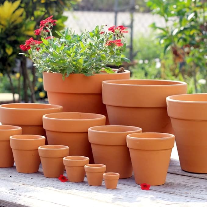 OLEEP Clay Pot - 10 Pack Large Terra Cotta Plant Pot with Drainage Hole, Clay Planters Pot, Terracotta Pot for Indoor Outdoor Plant (5.5 inch)