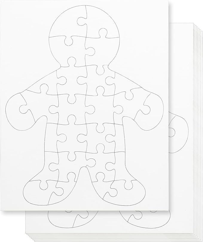 Hygloss 12 Blank Person-Shaped Puzzles – 8.5 x 10.5 Inches – Ideal for All-About-Me Activities – Write, Draw, and Decorate – 26 Pieces Each