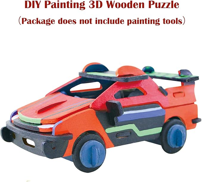 Georgie Porgy 3D Wooden Puzzles for Kids Toys Construction Woodcraft Kits DIY Model Puzzle Kits Birthday Gifts Pack of 3 (Seaplane Sports Cars London Bus)