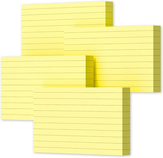 Yellow Index Cards 3x5, 200 PCS Notecards 3x5 Lined, Flashcards Note Cards 3 x 5 Thick Flash Cards Ruled Index Card, Single-Sided Ruled Lined 3 by 5 Index Cards for Studying Notes Taking