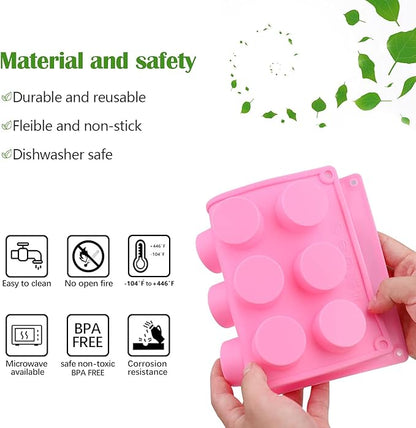 Sakolla 2 Pack Cylinder Silicone Soap Molds, 15 Cavity Mini Round Silicone Molds for Handmade Soap, Lotion Bars, Bath Bombs, Chocolate, Cake