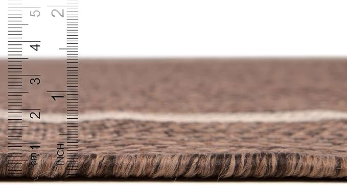 Unique Loom Outdoor Border Collection Area Rug - Soft Border (10' Square Brown/Ivory)