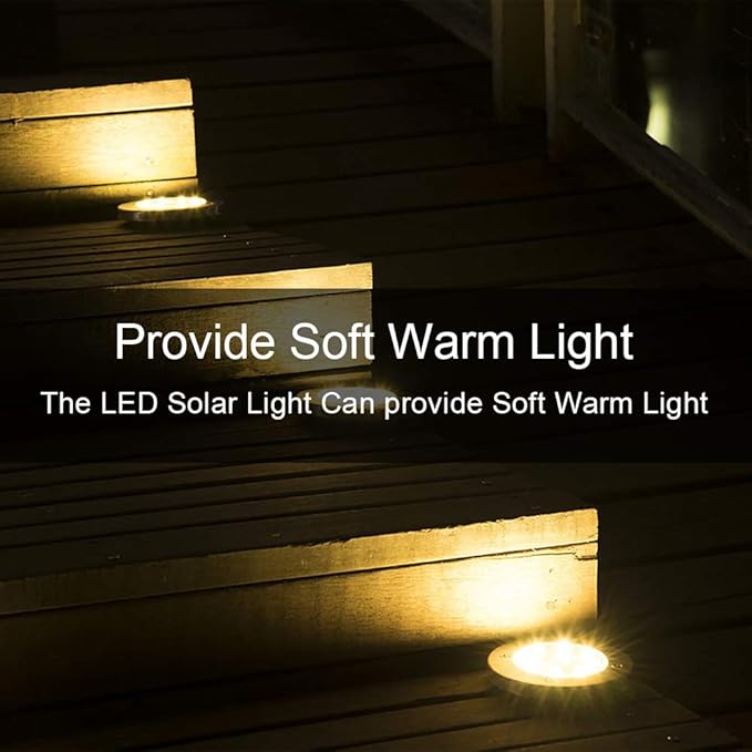 ZGWJ Solar Ground Lights, 8 LED Garden Lights Disk Outdoor Waterproof Landscape for Yard Walkway Patio Lawn Driveway Decoration (8 Pack Warm White)