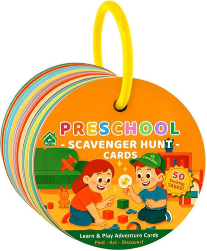 Indoor Scavenger Hunt for Preschool, 26pcs Scavenger Hunt Game Cards at Home, for Boys and Girls Ages 3-5, Birthday for Kids