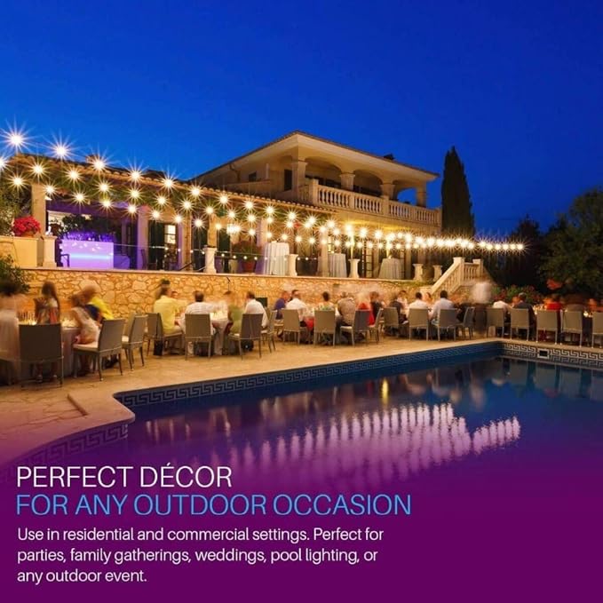 Svater Outdoor String Lights Waterproof 100 FT, LED Patio Lights Outside with 52 Shatterproof G40 Bulbs, Dimmable Hanging Globe Lighting for Bistro Backyard Cafe Market Porch, Warm White 2700K