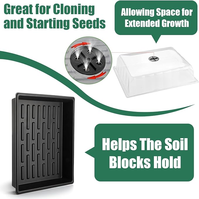 Anti-drip Seedling Starter Trays with 4" Dome, 5set Seed Starting Tray with Humidity Cover and Drip Tray, Drip Proof Mini Propagator Plant Grow Kit for Herb Seedling Propagation Growing