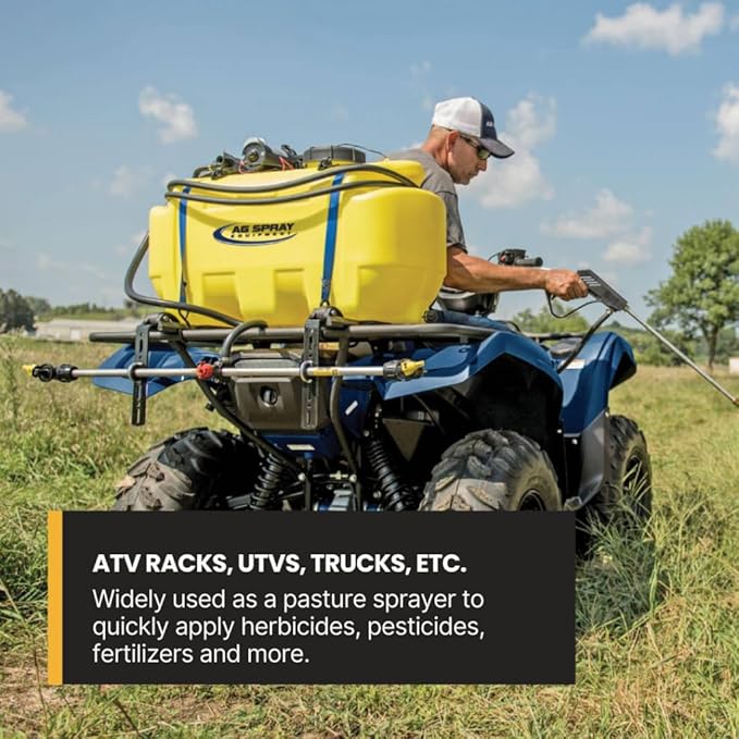 25 Gallon Boomless Spot Sprayer – 4.0 GPM Diaphragm Pump, Deluxe Handgun, 3-Nozzle Boom, 12V ATV Sprayer for Lawn, Garden, Fence Lines, Food Plots & Acreage