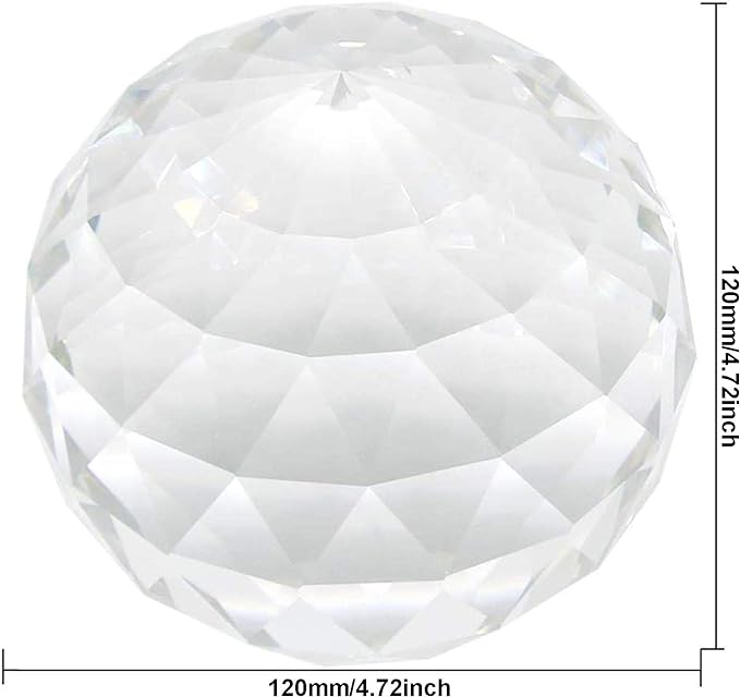 Clear Glass Crystal Ball Prisms Window Rainbow Maker Sphere Faceted Gazing Ball Prism Prism Suncatcher for Home Décor, Feng Shui, (120mm/4.72inch)