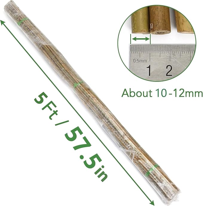 SWANGSA 55 Pack Bamboo Stakes for Plant 5 Feet(57.5inch) Bamboo Sticks for Garden Plant Support Stakes Poles for Tomatoes, Beans, Flowers, Trees, Indoor and Outdoor Climbing Plants