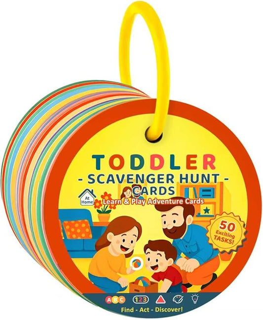 Indoor Scavenger Hunt for Toddlers, 27pcs Scavenger Hunt Cards at Home, Learning Games for Boys and Girls Ages 2-3, Birthday Gifts for Kids